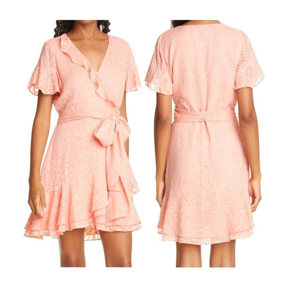 NEW Tanya Taylor Bianka II Melon Orange Mini Wrap Dress